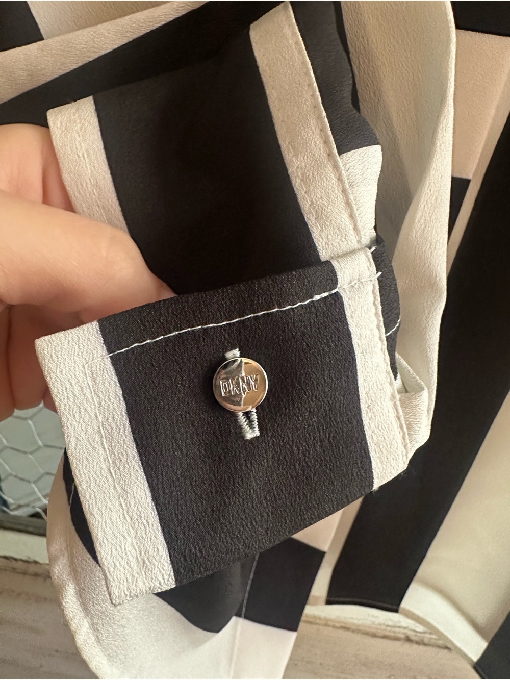 DKNY | Black and White Striped Button-Down Shirt - Picture 4 of 8